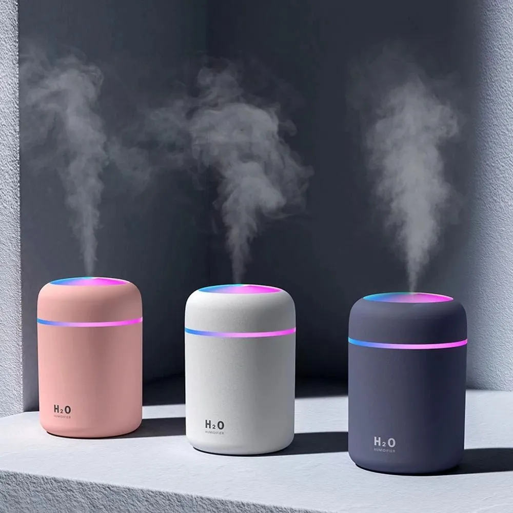 Portable 300ml humidificateur d'air électrique diffuseur d'huile d'arôme USB pulvérisateur de brume fraîche avec veilleuse colorée pour la maison