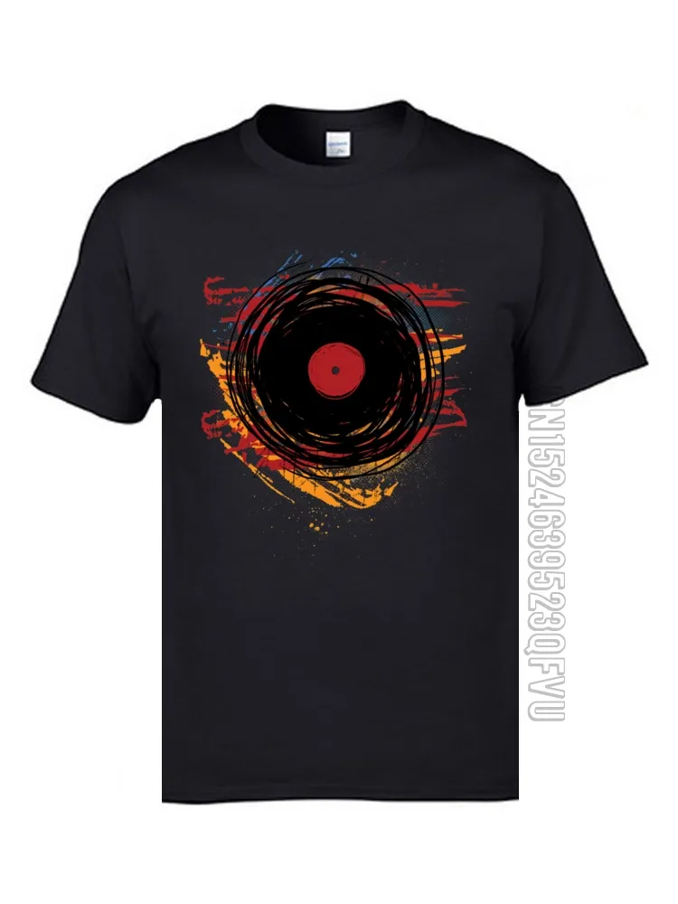 ベースミュージックディスクTシャツデモレコードCDメンズレトロスタイルのシンフォニーTシャツヒップホップカレッジTシャツ青少年ティシャツ綿