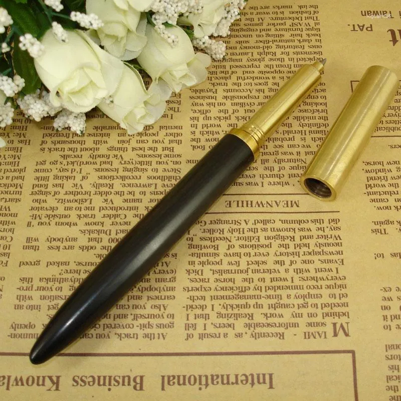 Penna in ottone pesante Ricarica inchiostro nero 1,0 mm Punto di scrittura 58 g Penne a sfera in metallo dorato