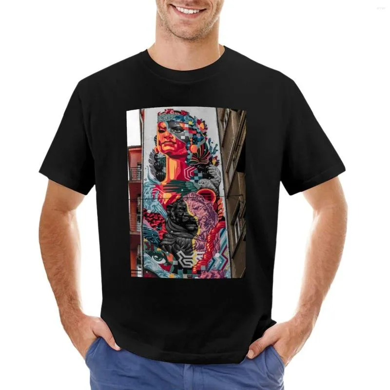 Erkekler Polos Renkli Graffiti Duvar T-shirt artı boyutu tişörtler