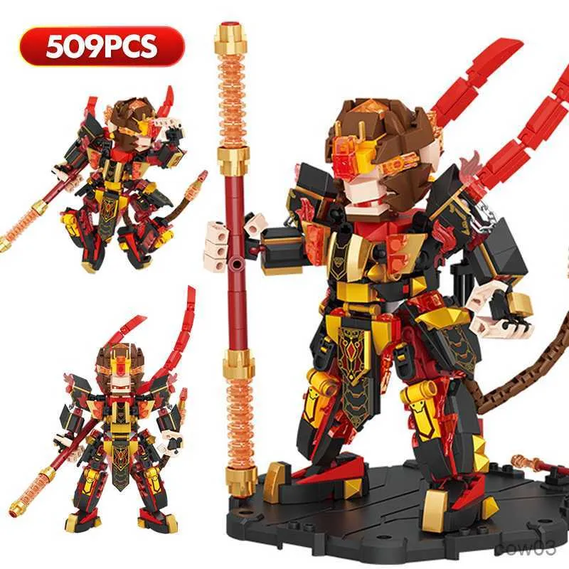 Blocks City Monkey King Mech Deformation Bull King Building Block Sun Wukong Bricks Figurs Ustaw zabawki dla dzieci Prezenty R230718