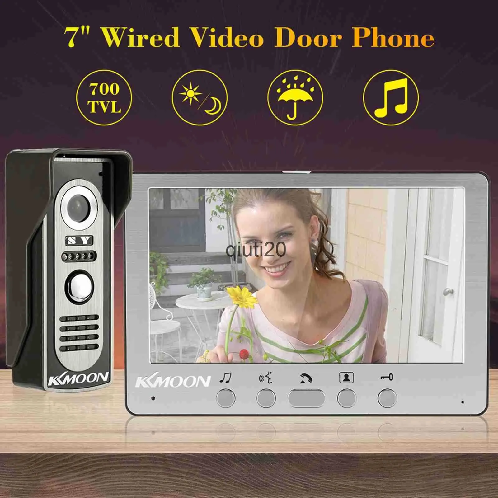 Video Doorphone 2-Wires Video Intercom System 7-inch Color Monitor