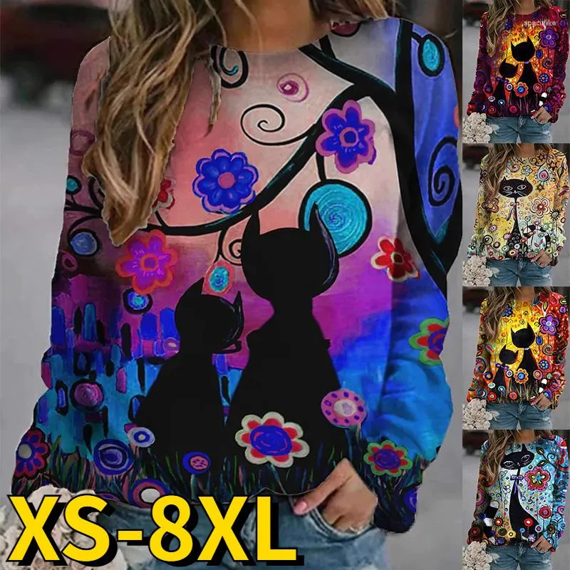 Kadın Sweaters 2023 Sonbahar Kış Günlük Uzun Kollu Moda Süvari Üstleri Düzenli Top Sıradan Pullover Hayvan Baskılı Yuvarlak Boyun T-Shirt