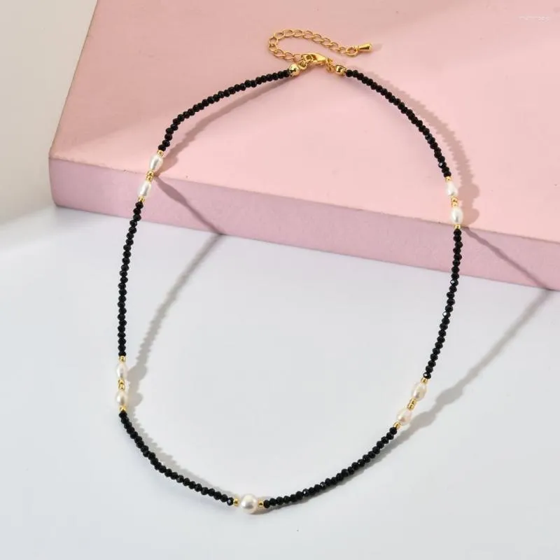 Подвесные ожерелья Zmzy Natural Freshwater Wearl Bead Beadered Chaine Chain Change Black Color маленькое стеклянное хрустальное ожерелье