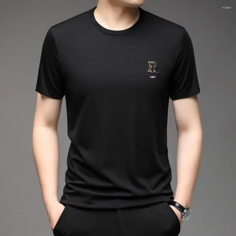 Męskie koszulki T-Shirts Modna T-shirt cienki biznes Cienkie Business Drukuj okrągły kołnierz antyliny oddychające krótkie rękaw