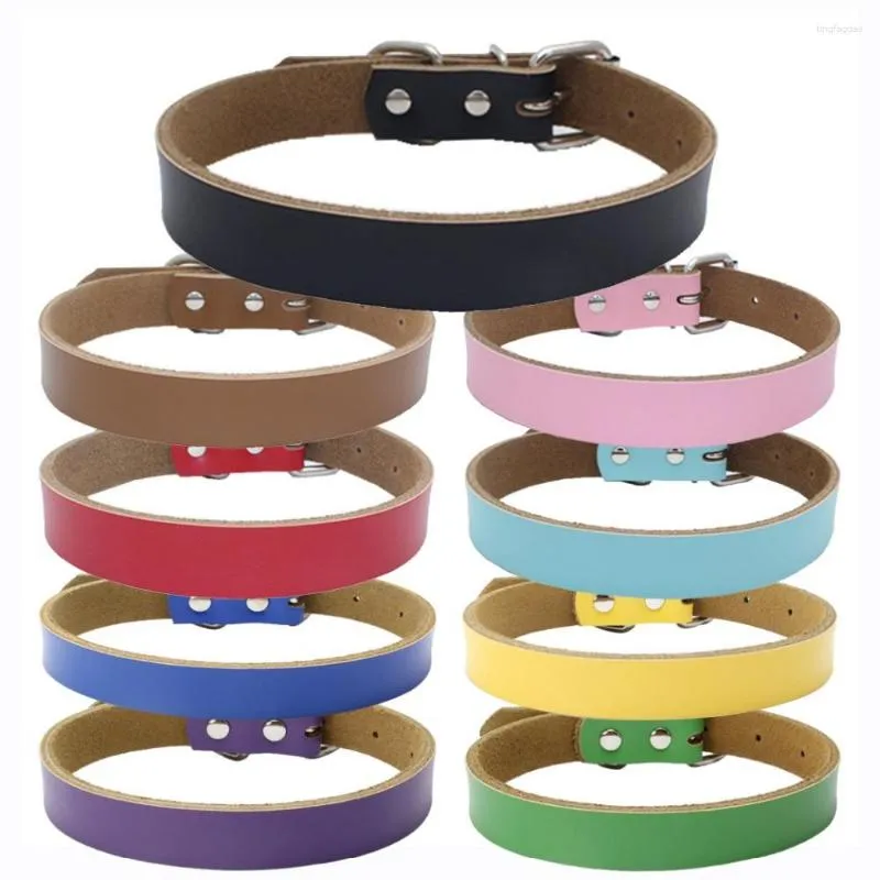 Hundkrage Pet Puppy Collar Supplies Leather For Large Dogs Classic Style äkta justerbar ko Strong Copper Buckle E