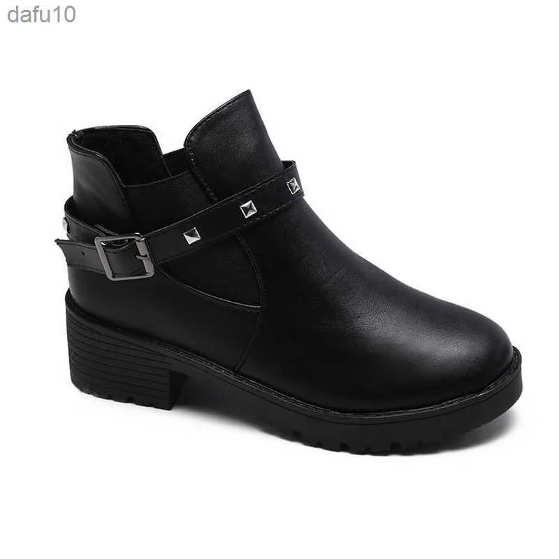 2019 nova moda primavera botas femininas de salto alto sapatos de couro PU plataforma outono botas de fivela de tornozelo para mulheres L230704