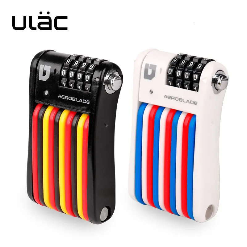 Serrures de porte ULAC AEROBLADE X5 Serrure à combinaison de vélo Conception pliante 4 codes réinitialisables Bras de 70 cm Belles couleurs Route VTT Serrures 230717