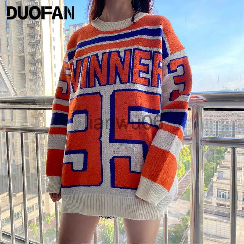 Women's Sweaters DUOFAN Orange Sweater Women 2022 Japanese Loose Outer Wear Hedging Green Thick Midlength Hedging Ladies Oversized Sweater Woman J230718