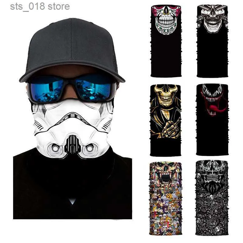 Cykelmössor masker 3d sömlös magisk nack varmare gaiter ansikte sköld balaclava bandanas cykel vandring rör halsduk män kvinnor halloween pannband mask T230718