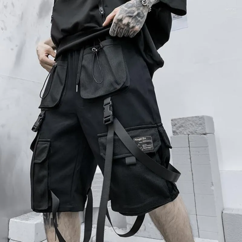 Męskie szorty mężczyźni letnie wstążki hip -hop casual strtwear męs harajuku punk krótkie spodnie bermuda homme