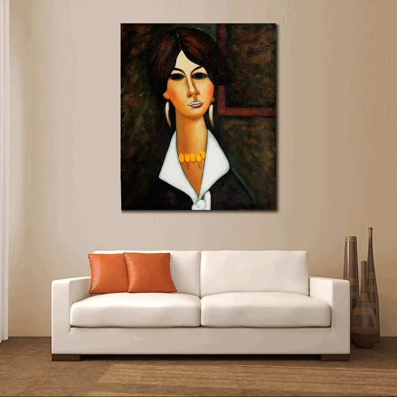 Figure féminine abstrait toile Art femme d'Alger 1917 Amedeo Modigliani peinture peint à la main oeuvre chambre Decor