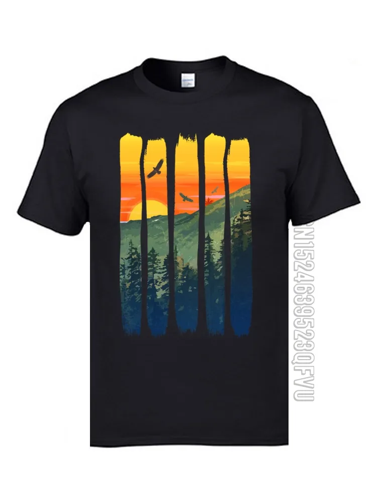 Пользовательские взрослые T Roomts 100% хлопковой круглый воротниц Pure Cotton Mountain Sunset Tshirts Печата Leisure Summer Team футболки