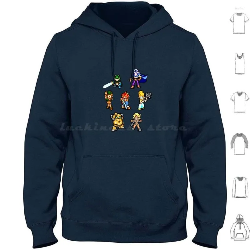 Sweats à Capuche Homme Chrono Trigger Team Sweat à Capuche Coton Manches Longues Snes Ps1 Jeux Jeu Vidéo Classique Old School Bit Rétro Pixel Cross Time Frog