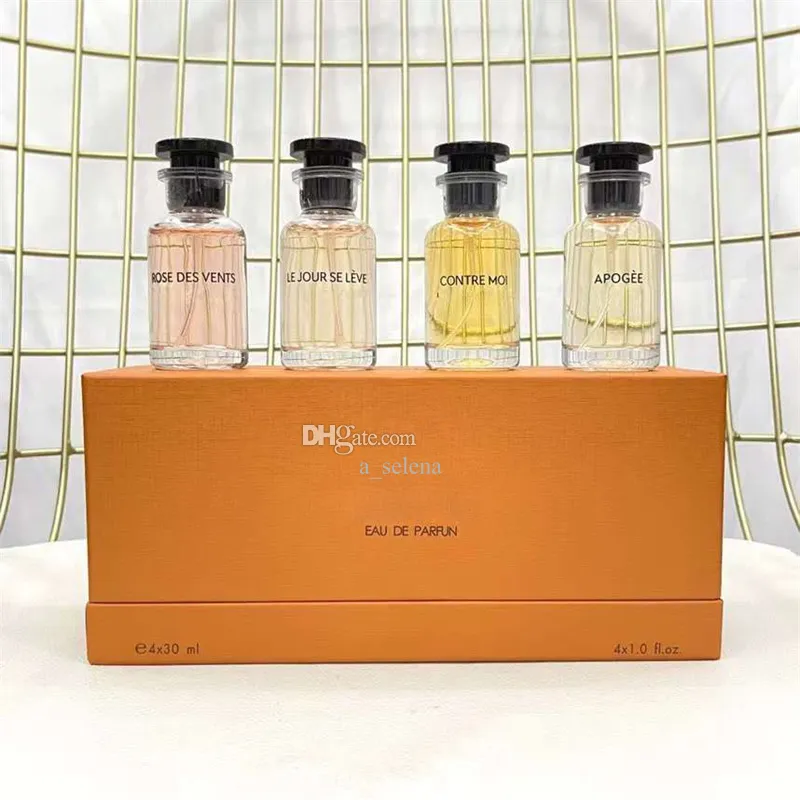 남성 여성을위한 디자이너 Cologne 향수 향기 30ml*4pcs 장미 덴트 EDP 스프레이 Parfum 향수 긴 지속 세트