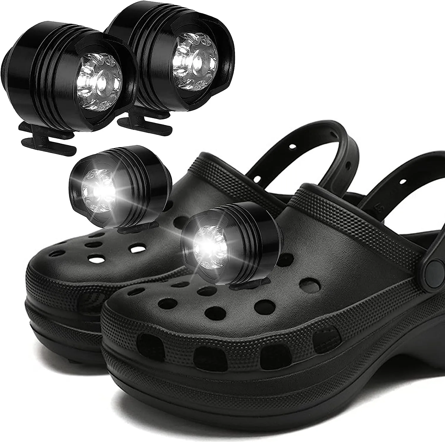 Fari a coccodrillo Striscia luminosa a LED per scarpe 3 modalità di luce IPX5 impermeabile adatto per cani da passeggio, campeggio, fari da ciclismo per croc