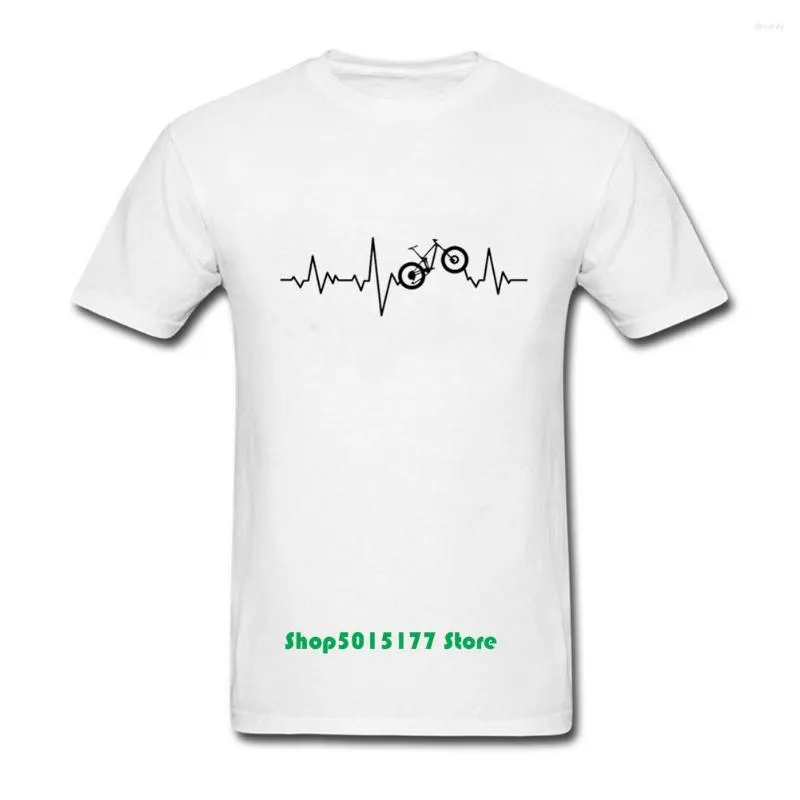 Men's T Shirts Casual Print Black Mountain Bike Heartbeat Biking Men Shirt Lovers Short Sleeves Breathable Tops Tee