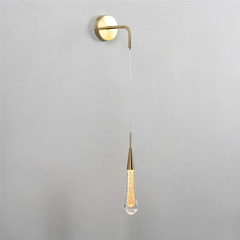 Wall Lamp Nordic Luxury Modern Living Room Light Fixtures LED Droplet Shape Crystal Decorative Lighting Art Deco Flesh