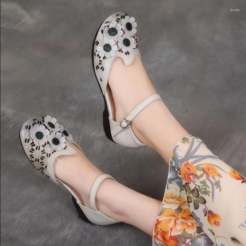 Sandals Summer Women Shoes Genuine Cow Leather Lady Vintage Handmade Flats Ladies for