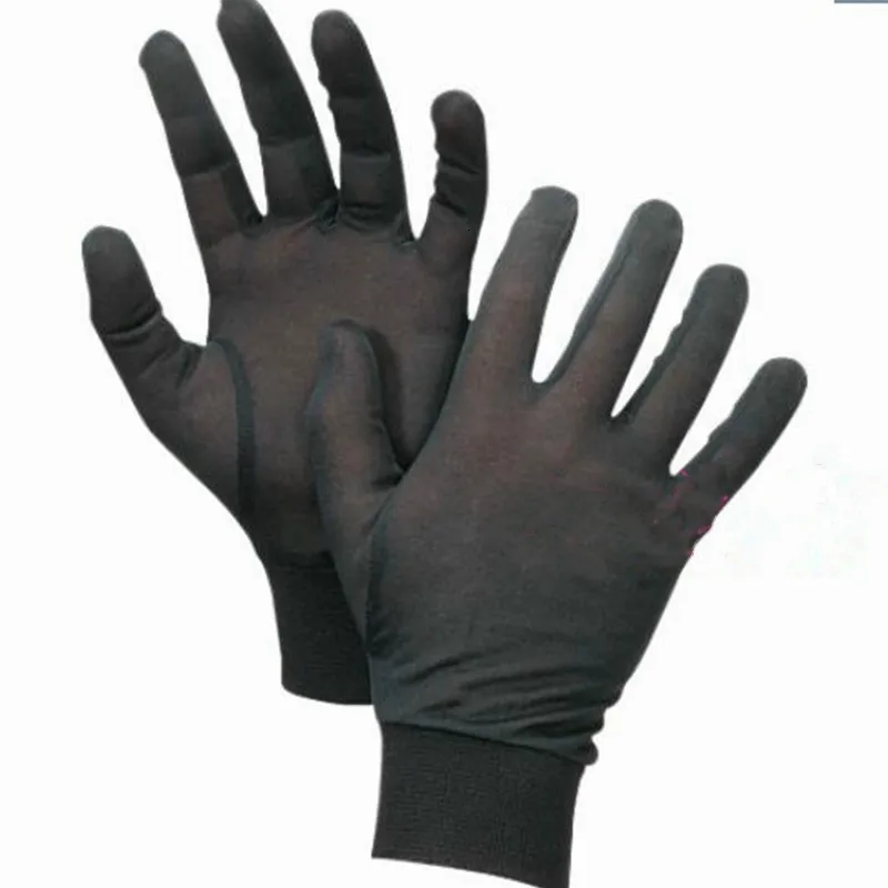 Five Fingers Motorcycle Gloves: Pure Silk Liner, Thin Black Inner