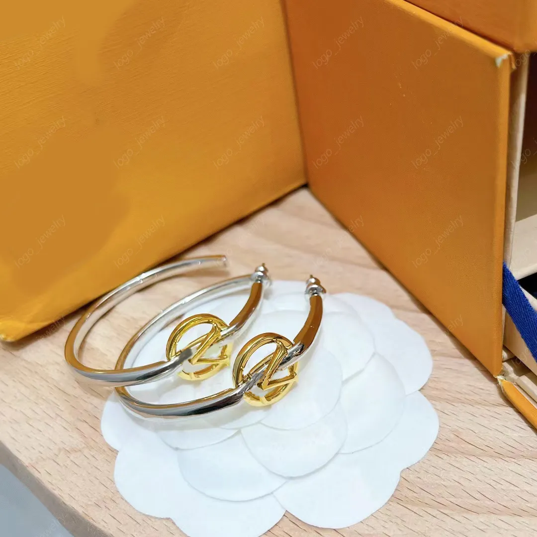 Double letter Hoop Huggie Earrings Women's 18K gold Luxury Designer Earrings Women's Wedding Party Engagement Gift Jewelry