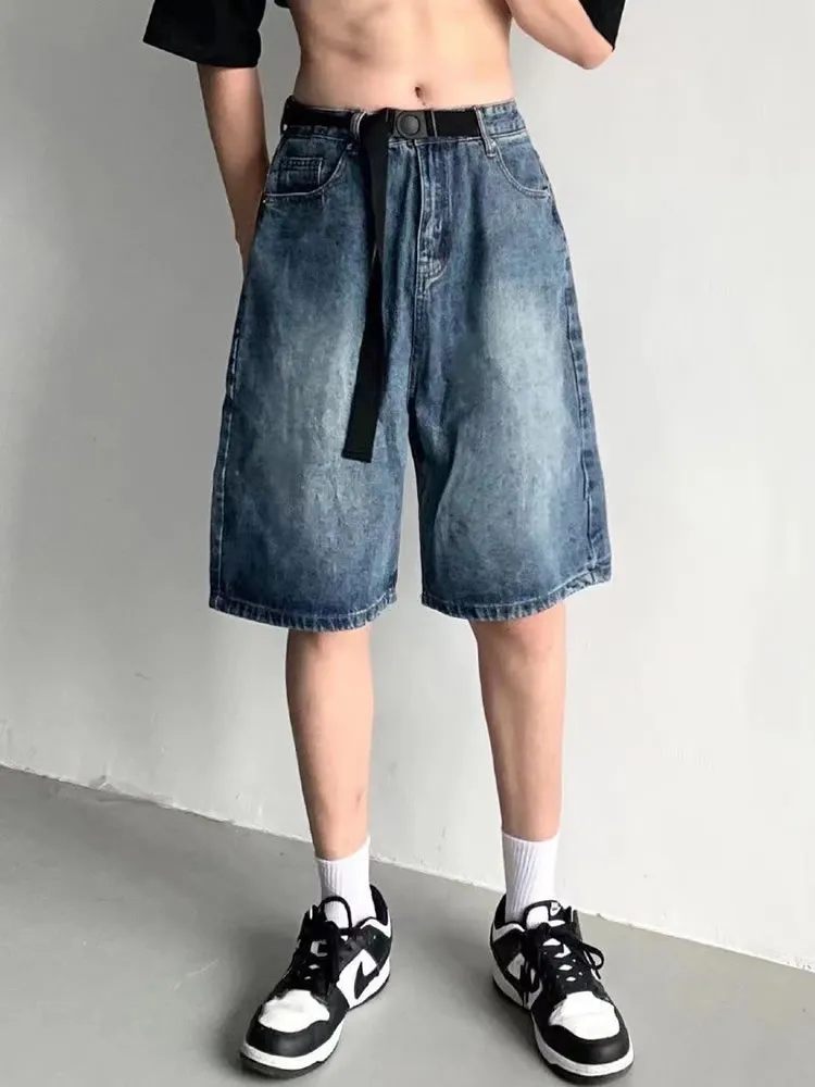 Women Black Y2k Style Baggy Denim Shorts Wide Leg Short Pants