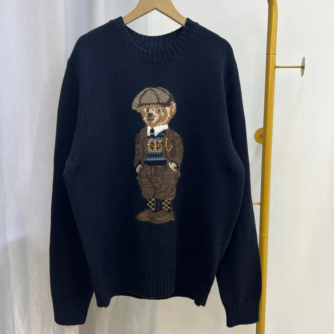 2023Ss Polo da uomo americano Maglione con orso Casual Moda invernale Manica lunga Pullover lavorato a maglia Cappotto di lana da donna Street Wear