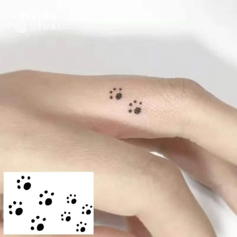 Śliczny kot łap tymczasowy tatoo finger nadgarstek kalkula dzieci dzieci body sztuka sztuka fałszywe naklejki tatuażu tatoos czarna kreskówka