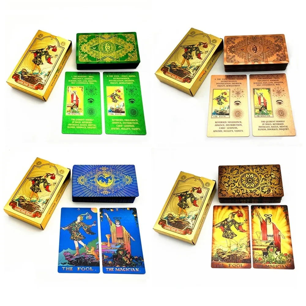 Waterproof Gold Foil Tarot Cards Deck with Guidebook - Divination ...