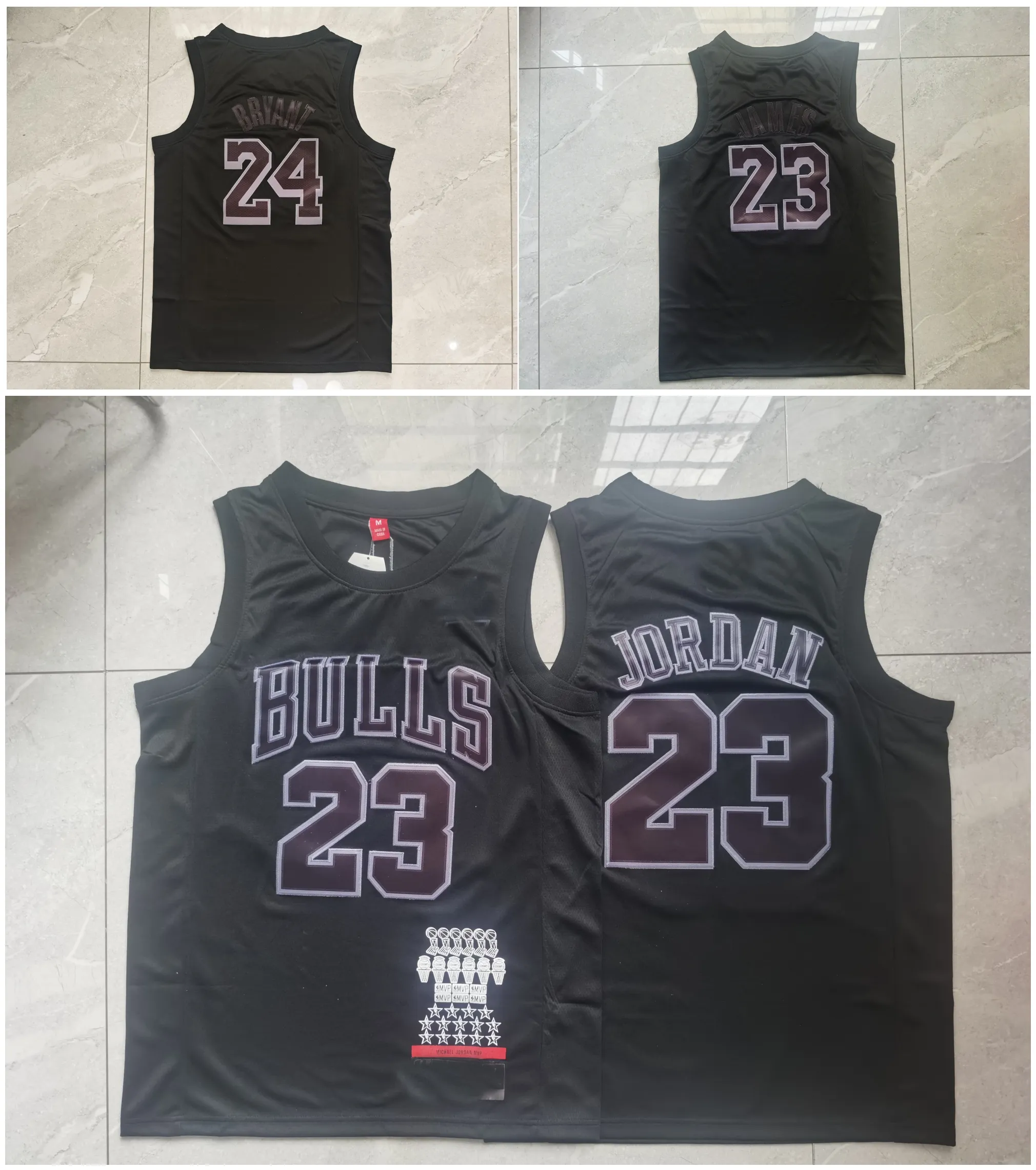 SL 23 Michael Jor Dan Lebron James Finals MVPバスケットボールジャージーブライアントミッチとネススローバックブラックサイズS-XXL