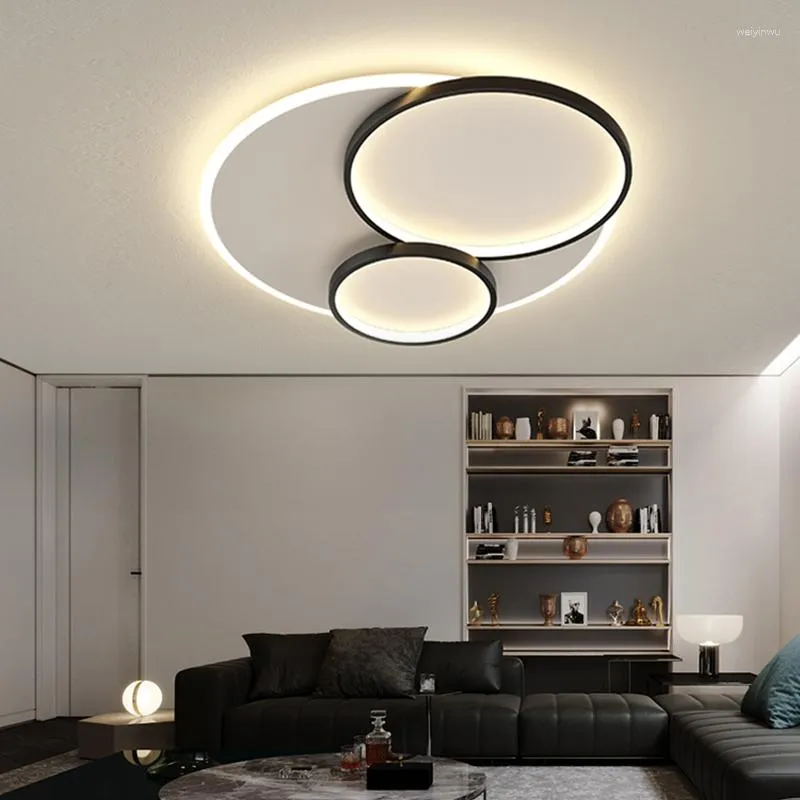 Ceiling Lights Modern For Bedroom Round Smart Lamp With Remote Control Golden Living Room Loft Bathroom Chandelier Decoration