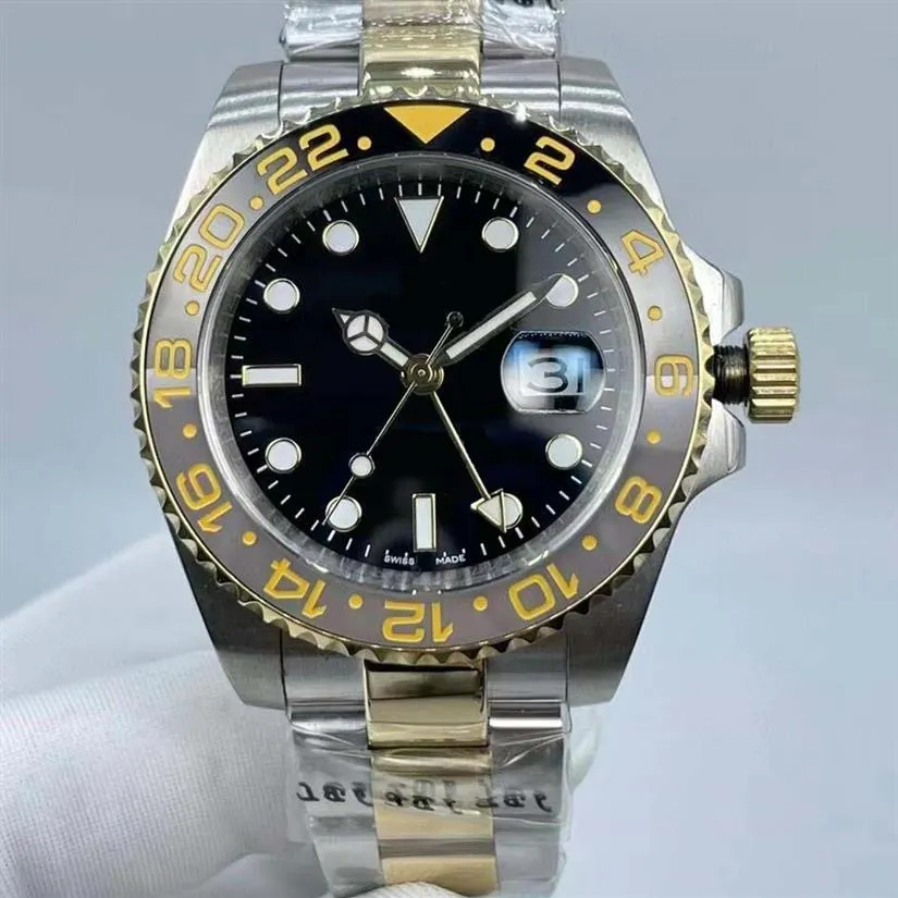 Relógios de pulso super masculinos clássicos de 3 estilos, ouro 18 k, 40 mm, mostrador preto, data automática, safira, aço refinado luminoso, 116713, ca271p