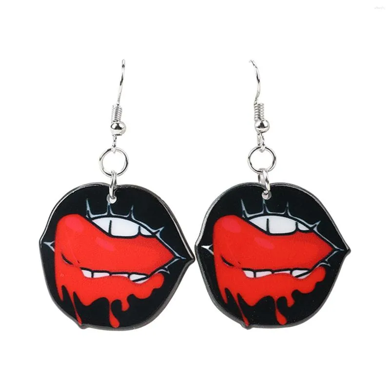 Boucles d'oreilles créoles Funny Lip Acrylique Avec Halloween Vibe Pour Womens Fashion Trendy Drop Cute Heart