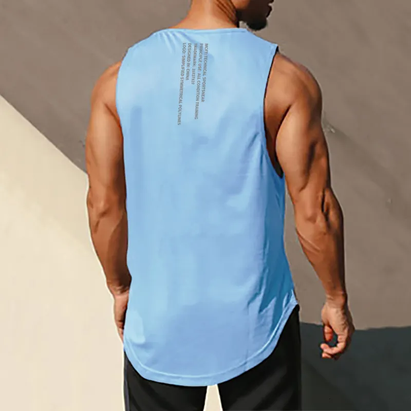 Men S TANK TOPS MUSCLEGUYS Gym Top Men Bodybuilding Singlet Fitness Stringer ärmlös skjorta Mesh snabba torra kläder sportkläder muskel väst 230718