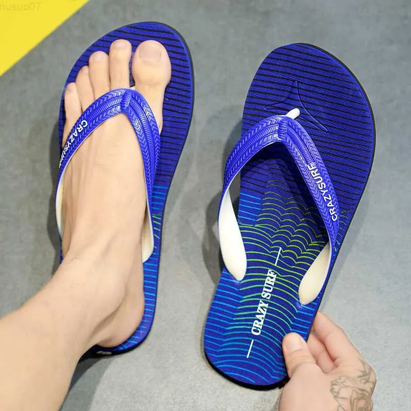 Slippare Summer Fashion Mixed Color Flip Flops Outdoor Casual Wear-Resistent Men's Beach Slippers Bekväm mjuk non-slip Male Footwear L230718