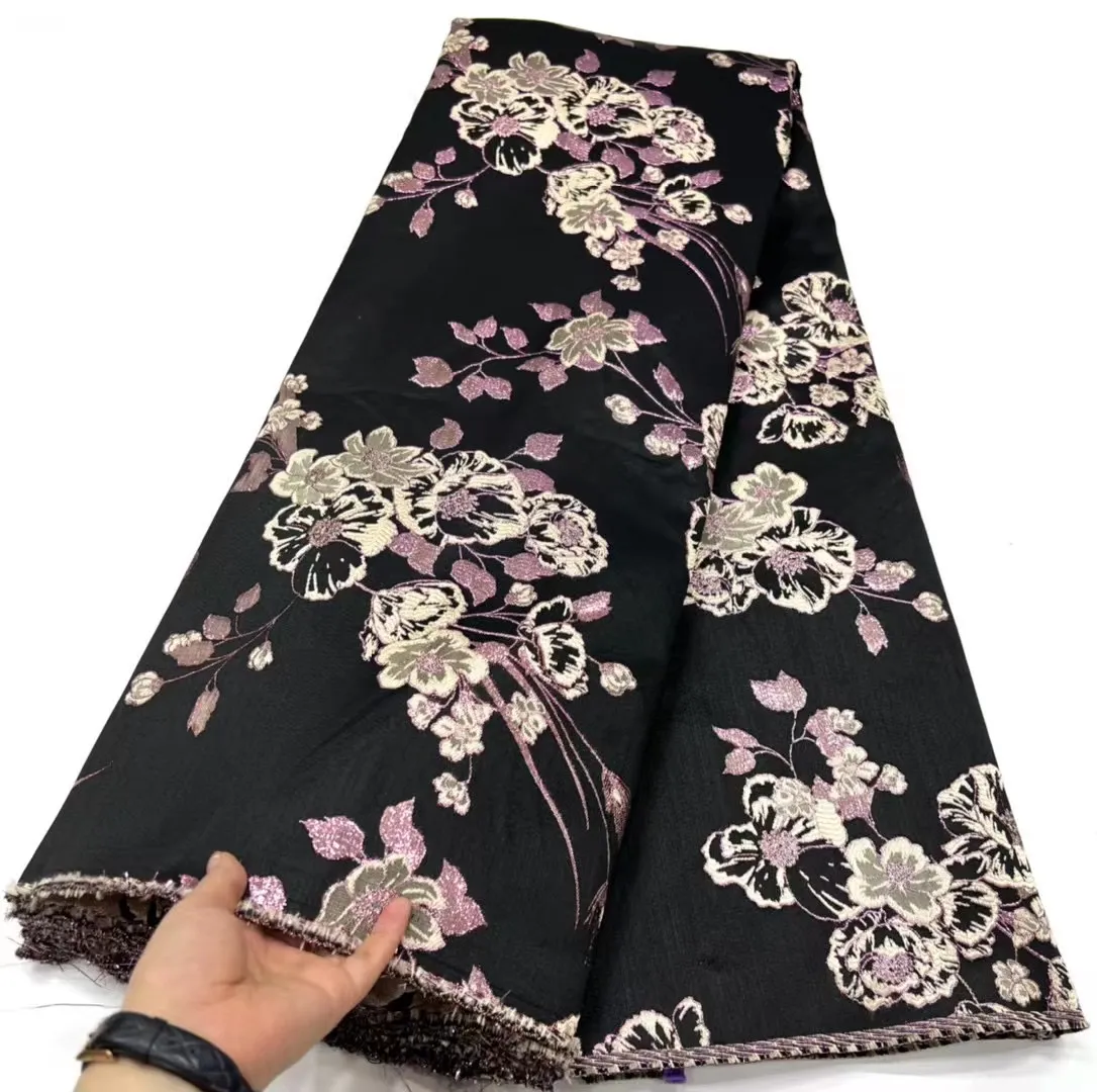 KY-7023 Damask Lace Fabric Brocade Africa Kobieta Envening Party Najnowsze 5 jardów haft haft wysokiej klasy Wykwintne kobiety formalne sukienki Nigerian Summer 2023