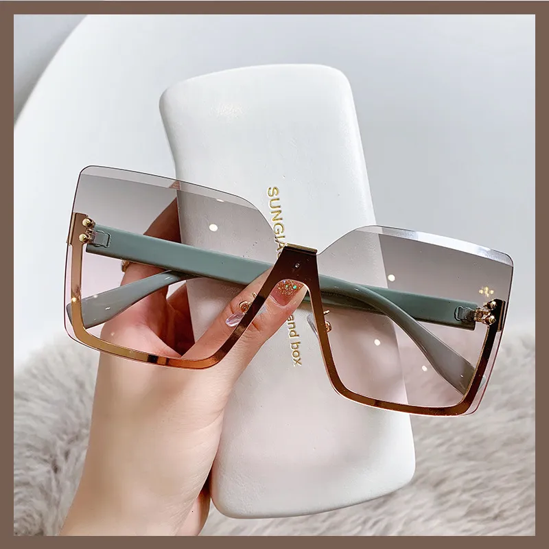 Sunglasses Half Frame Metal Sunglasses Of European And American Style Fashion Anti UV Thin Glasses For Women 230717