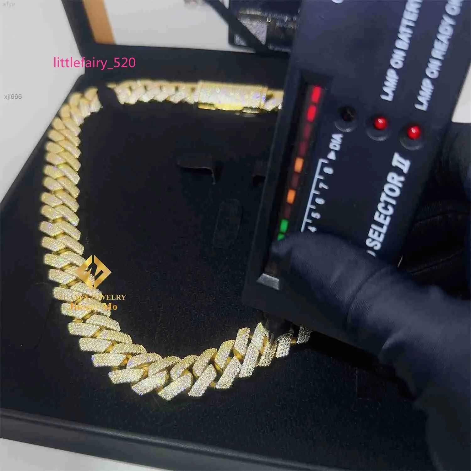 Anhänger Halsketten Pass Diamond Tester Iced Out 15 mm 4 Reihen 925 Silber 14 Karat Echtgold vergoldet VVS1 Moissanit Cuban Link Chain Halskette Männer