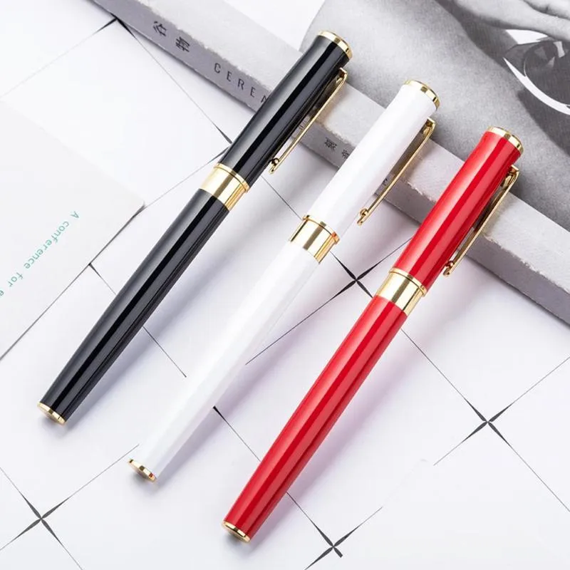 PCS Högkvalitativ lyx Full Metal Ballpoint Pen White Black Red Ballpens Business Writing Signing School Office Stationery