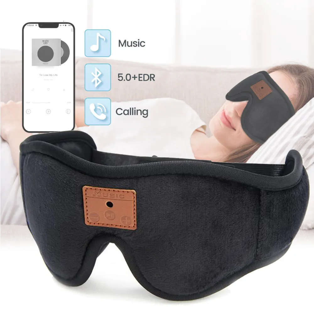 Eye Massager Bluetooth Sleeping Hörlurar 3D Eye Mask Total Blockout Light Eyeshade öronsnäckor Musik Eörlurar Ögonbindel för bättre Sleep Relax 230718