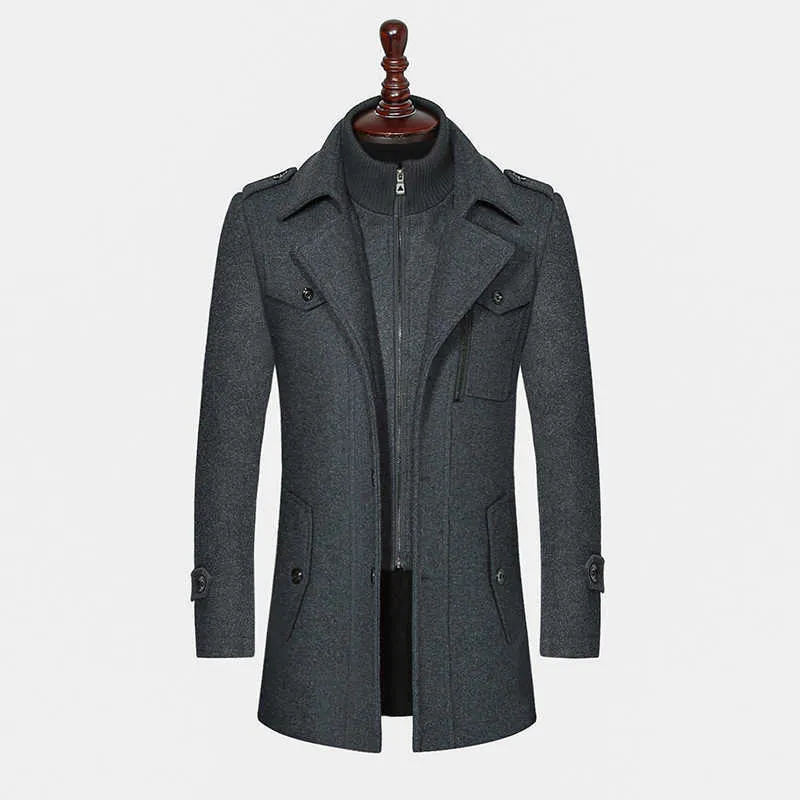 Lã de lã masculina Blends Men Winter Wool Coat Men Marca casual Casual Color Wool Misturas