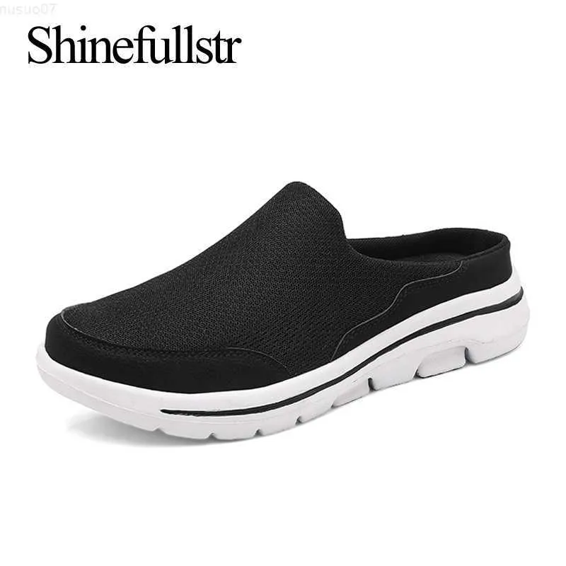 Slippers Zomer Mannen Indoor Mesh Slippers Huis Thuis Slipers Half Schoenen Unisex Ademend Zacht Licht Big Size 47 48 49 L230718