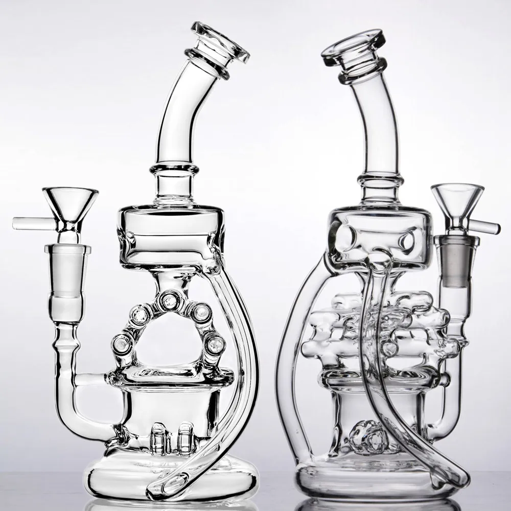 Bong Beaker Pipes Glass Water Down Stelo 14mm Joint Recycler Dab Rigs Narghilè Bubbler Heady Ice Catcher Pipe