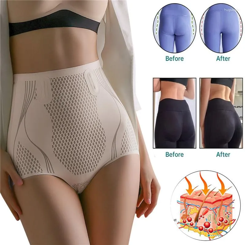 Shapers pour femmes Ion Shaping Slip en soie de glace Réparation de fibres Femmes Tummy Control Sculpt Underwear Taille haute sans couture Shaper Brief Femme