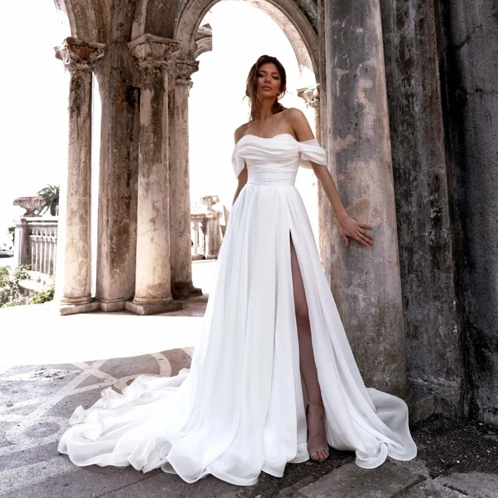 BAU by Bride And You★ See-through organza H-line long dress Organza Sweetheart Wedding Gown, Lace Corset Wedding Dress