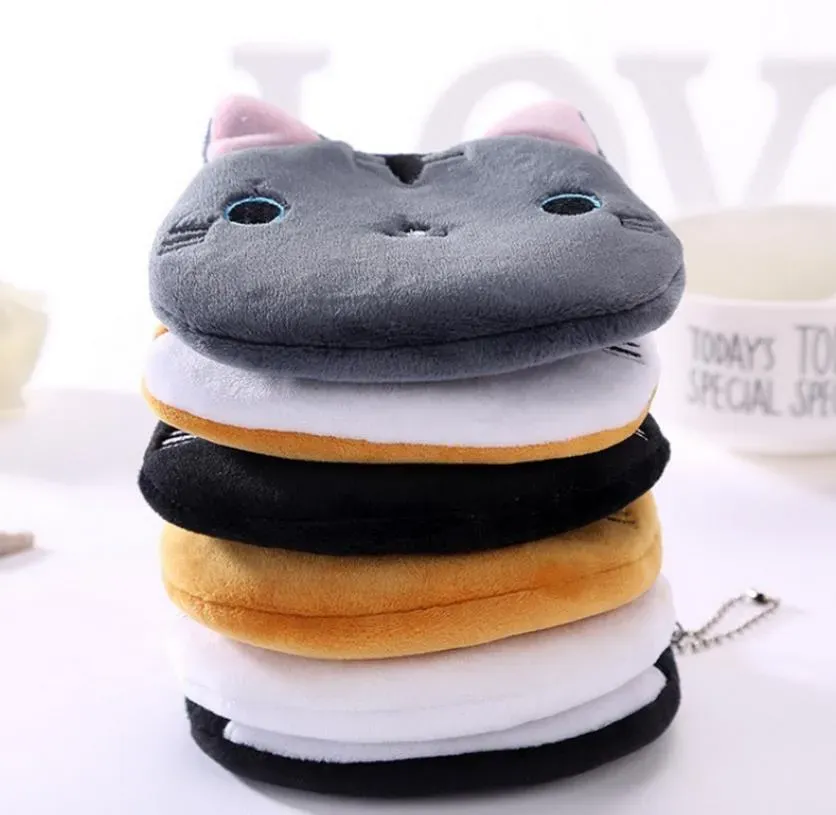 Cat Face Plush Coin Purse Expression Pouch Cute Cartoon Animal Soft Zipper Wallet Bag Pendants Charm