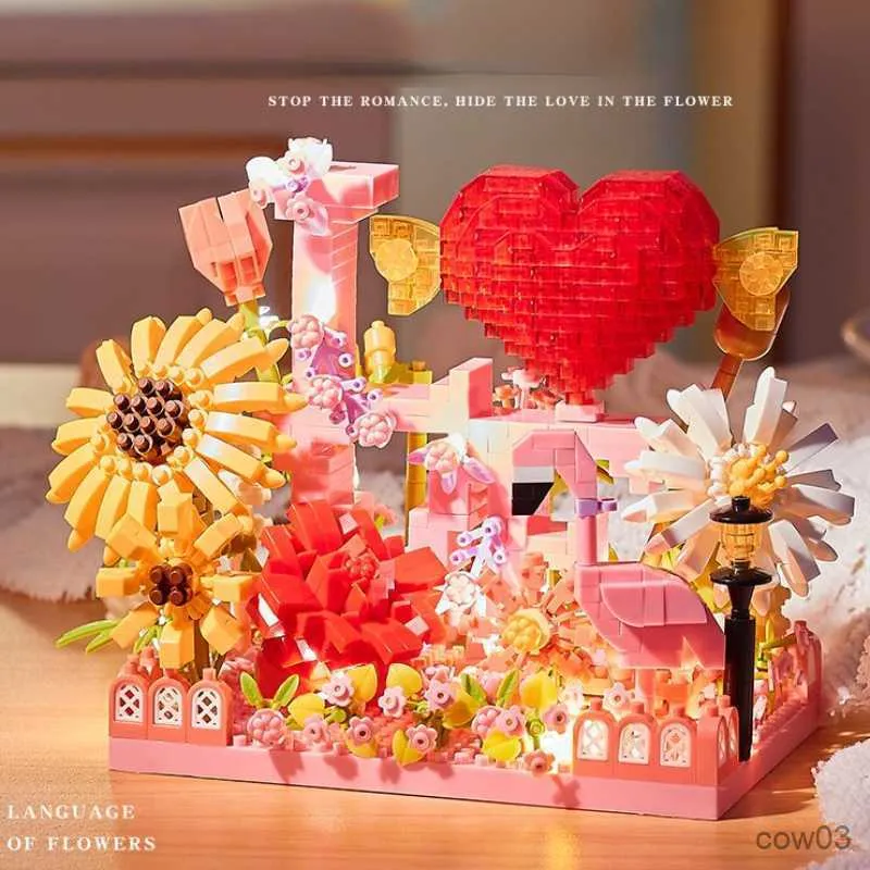 Blocks Eternal Love Compatible Building Block Flowers Potted Birthday Gifts for Girls Valentine's Day Express Love Tabletop Decoration R230718