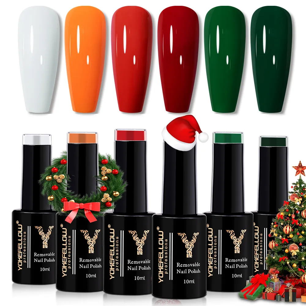 Gel per unghie YOKE FELLOW 10ML 6 colori Gel per unghie Kit SoakOff LED UV Unghie Vernice Manicure fai da te Anno Natale Set regalo per le donne 230717