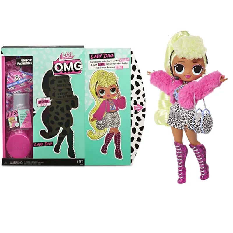 Poppen Echt Op Voorraad LOL Verrassing OMG Lady Diva Modepop 20 Verrassingen 1 Set/Ensemble Action Figure Model speelgoed Hobby Gift 230718
