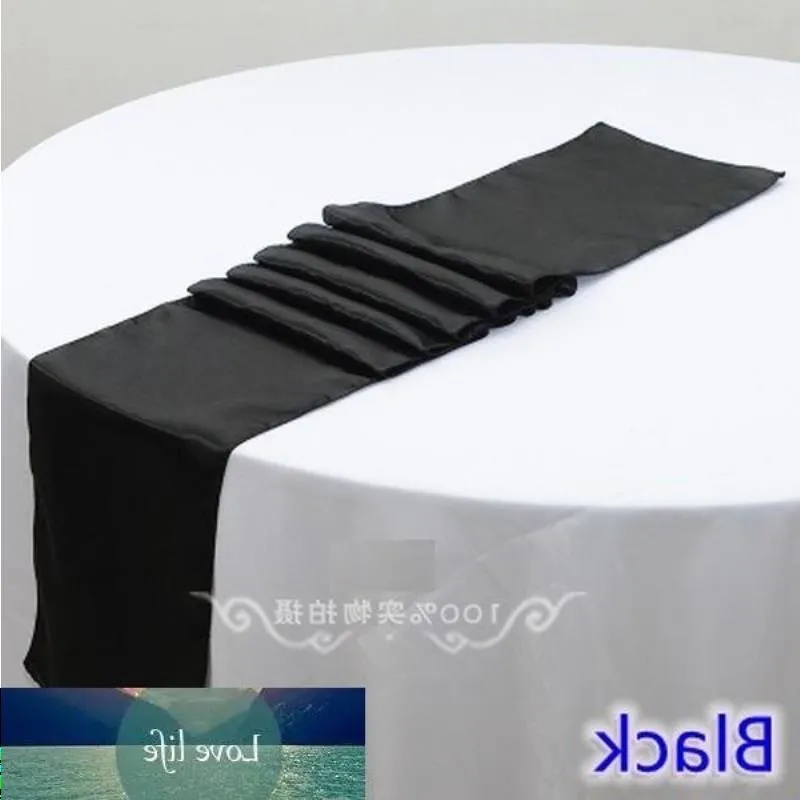 Black Colour Wedding Table Runner Decoration Satin Table Runner for Modern Party Home Hotel Banquet Decoration Wholesale Qhmut